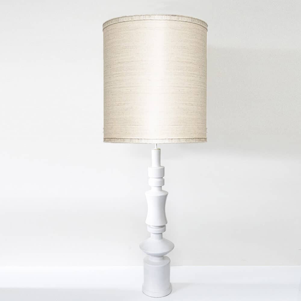 Margrit Linck-Daepp White Totem Lamp, Custom Made Silk Lampshade by R. Houben