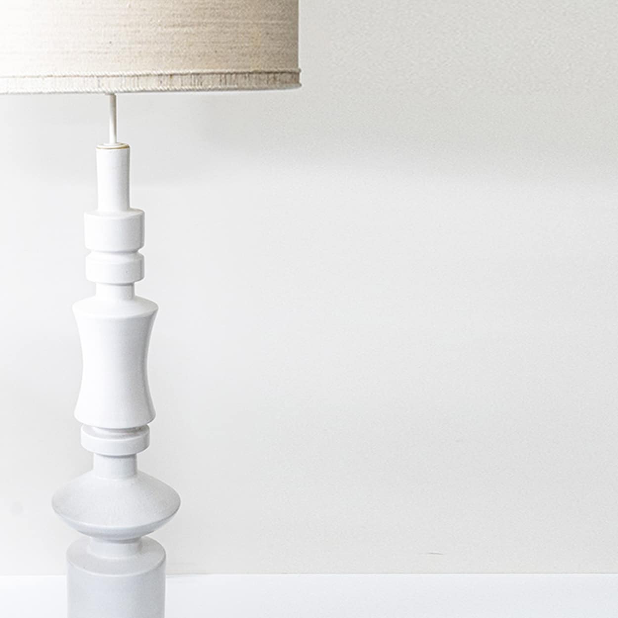 Margrit Linck-Daepp White Totem Lamp, Custom Made Silk Lampshade by R. Houben