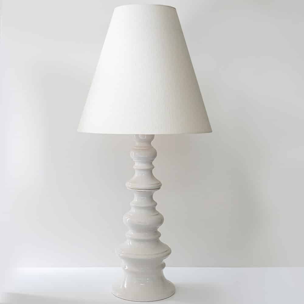 Margrit Linck-Daepp White Totem Lamp, Custom Tapered Silk Lampshade by R. Houben