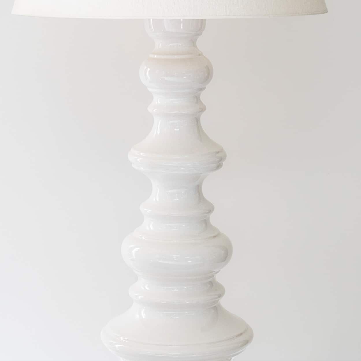 Margrit Linck-Daepp White Totem Lamp, Custom Tapered Silk Lampshade by R. Houben