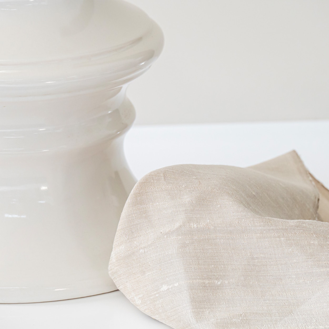 Margrit Linck-Daepp White Totem Lamp, Custom Tapered Silk Lampshade by R. Houben