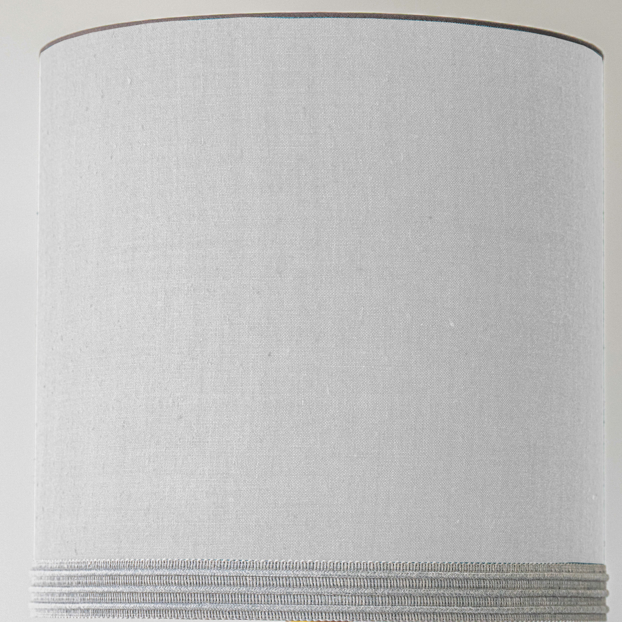 1 of the 2 Gray Ceramic Lamps, Custom Neutral Lampshades by R. Houben