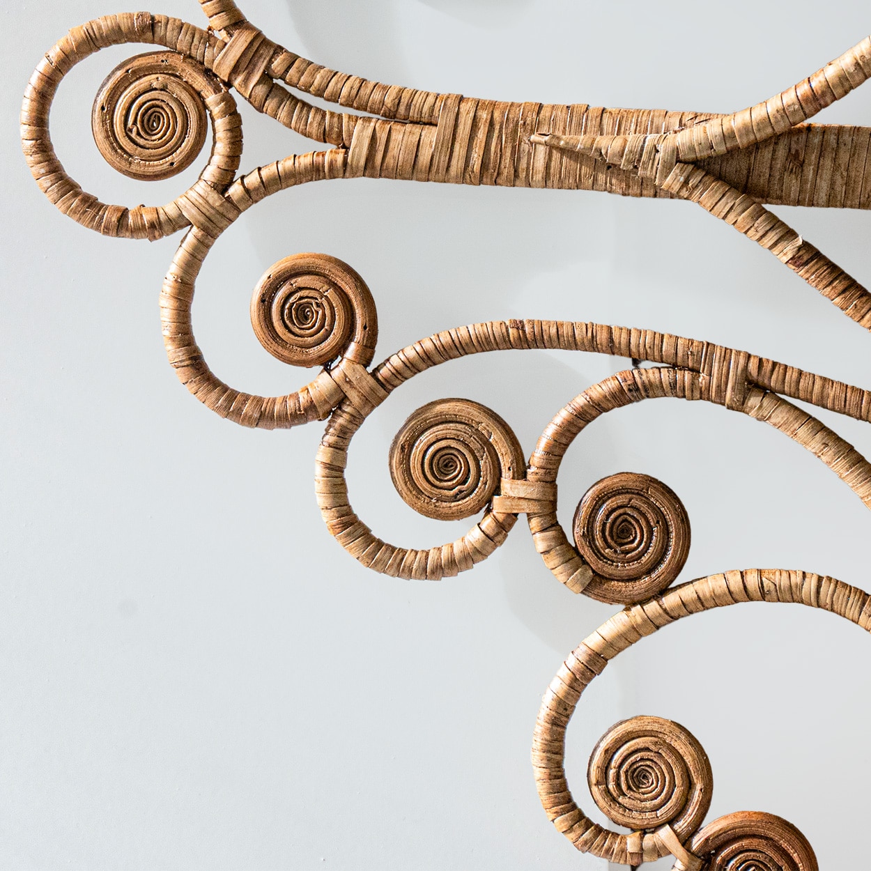 Beautiful Handwoven Rattan Mirror Ornate Scrollwork