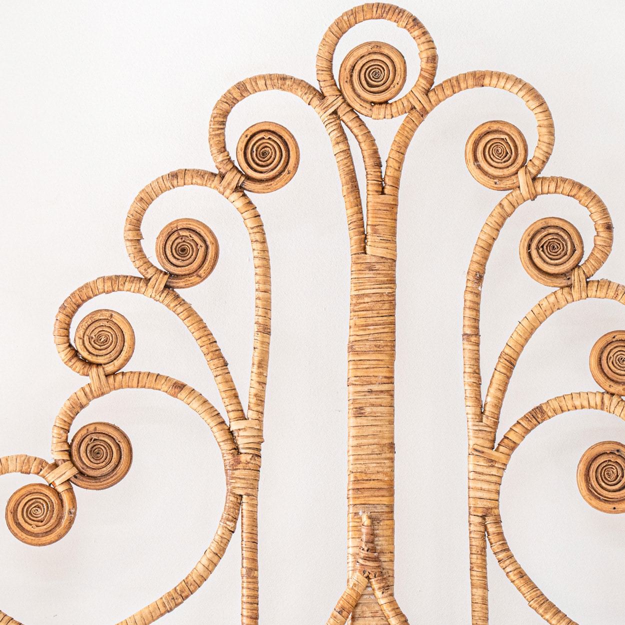 Beautiful Handwoven Rattan Mirror Ornate Scrollwork