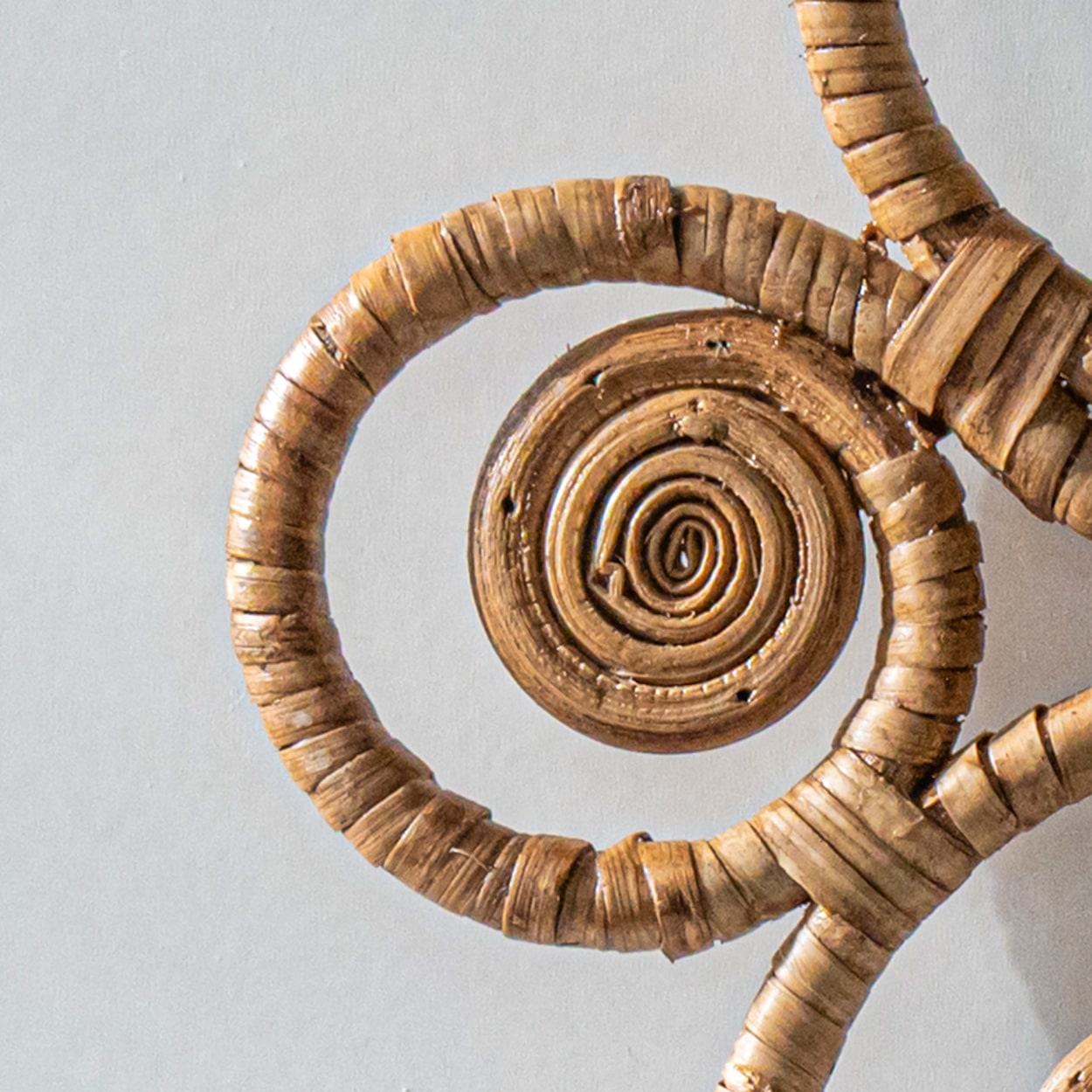 Beautiful Handwoven Rattan Mirror Ornate Scrollwork