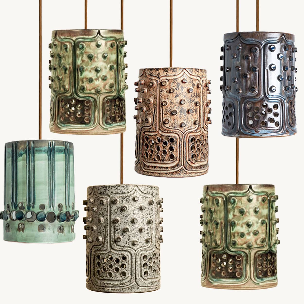 1 of the 8 Ceramic Multicolor Pendants, Axella Denmark 1960