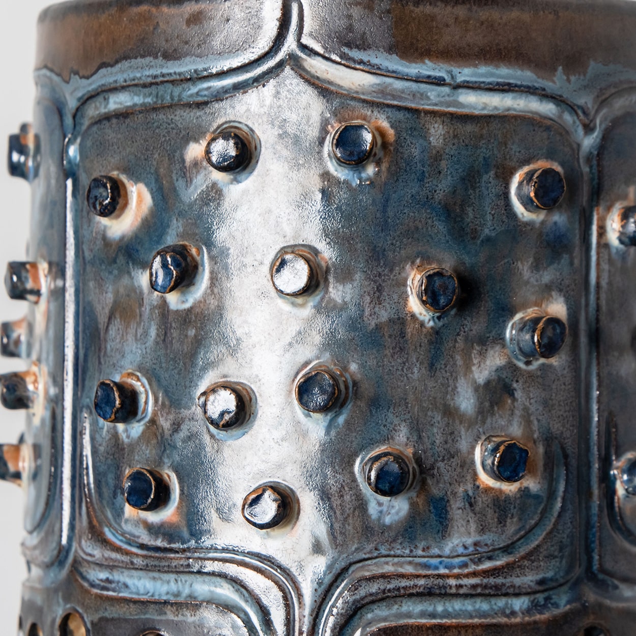 1 of the 4 Stunning Ceramic Brown Blue Pendants, Denmark 1960s