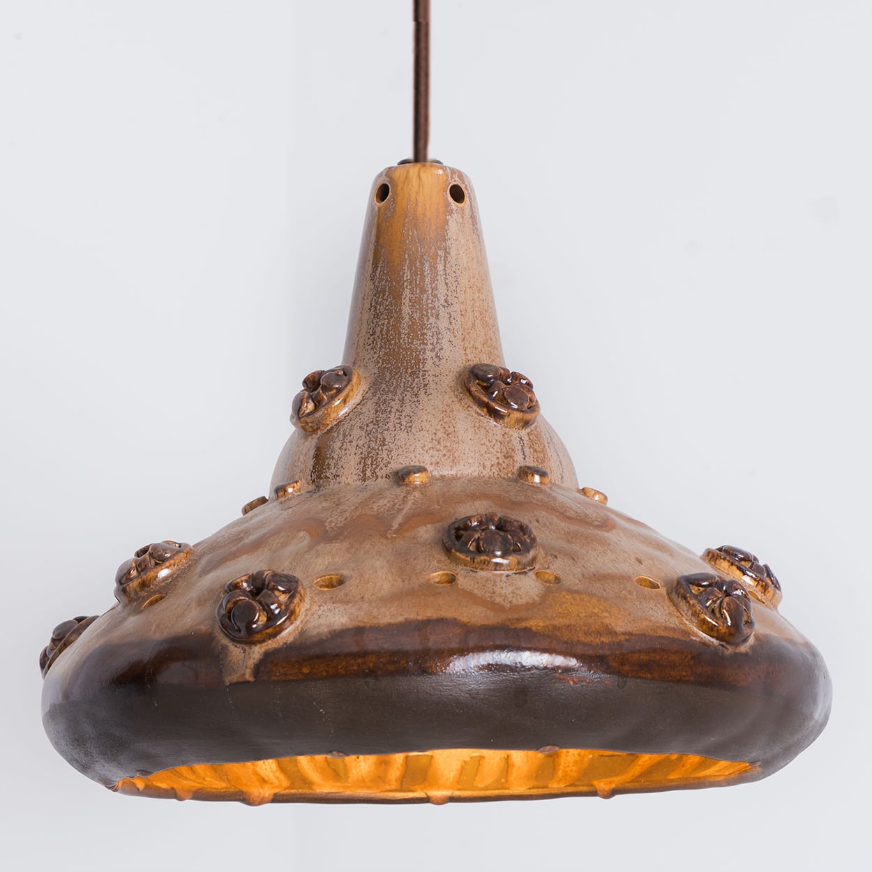 Ceramic Brown Tapered Cone Pendant, Denmark 1960