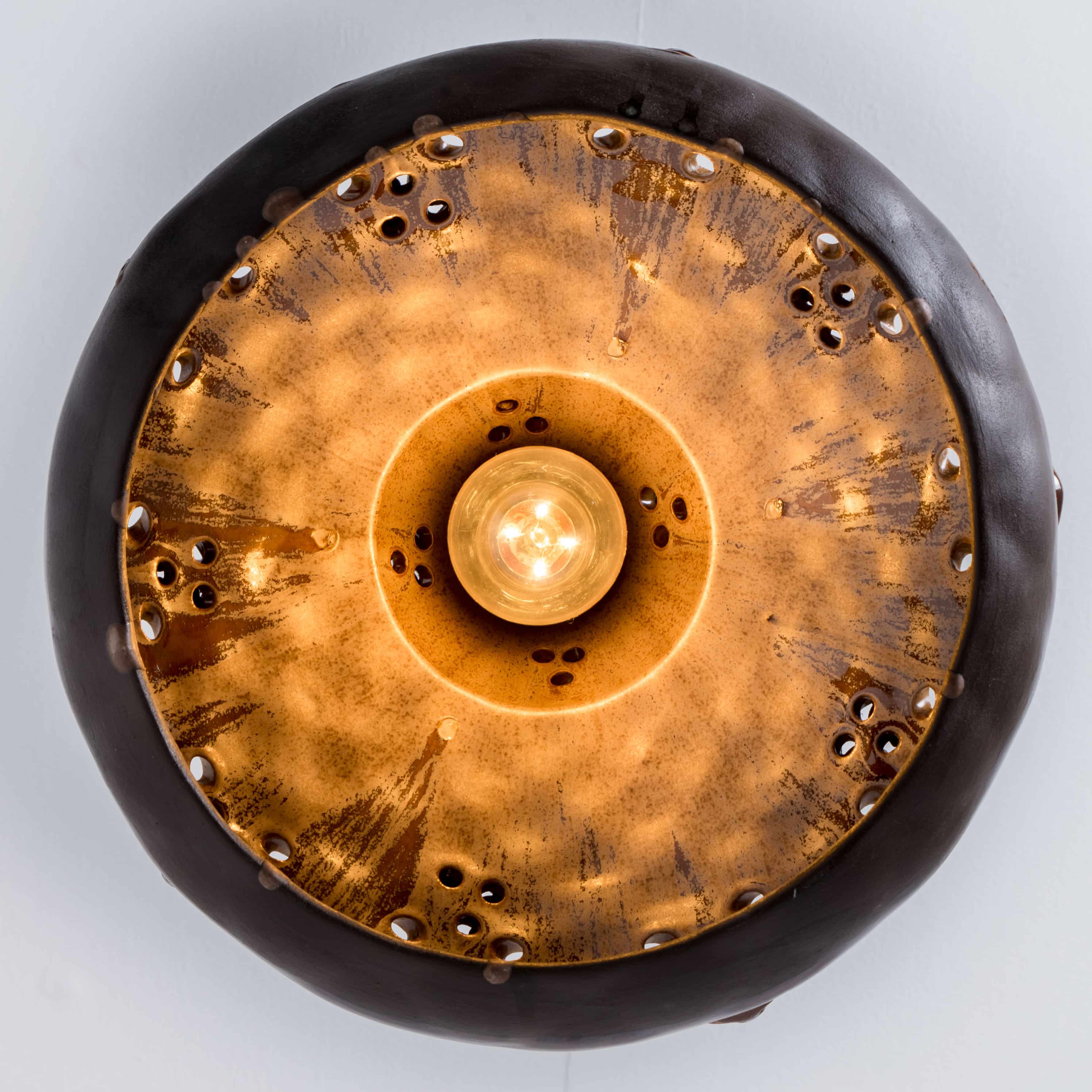 Ceramic Brown Tapered Cone Pendant, Denmark 1960