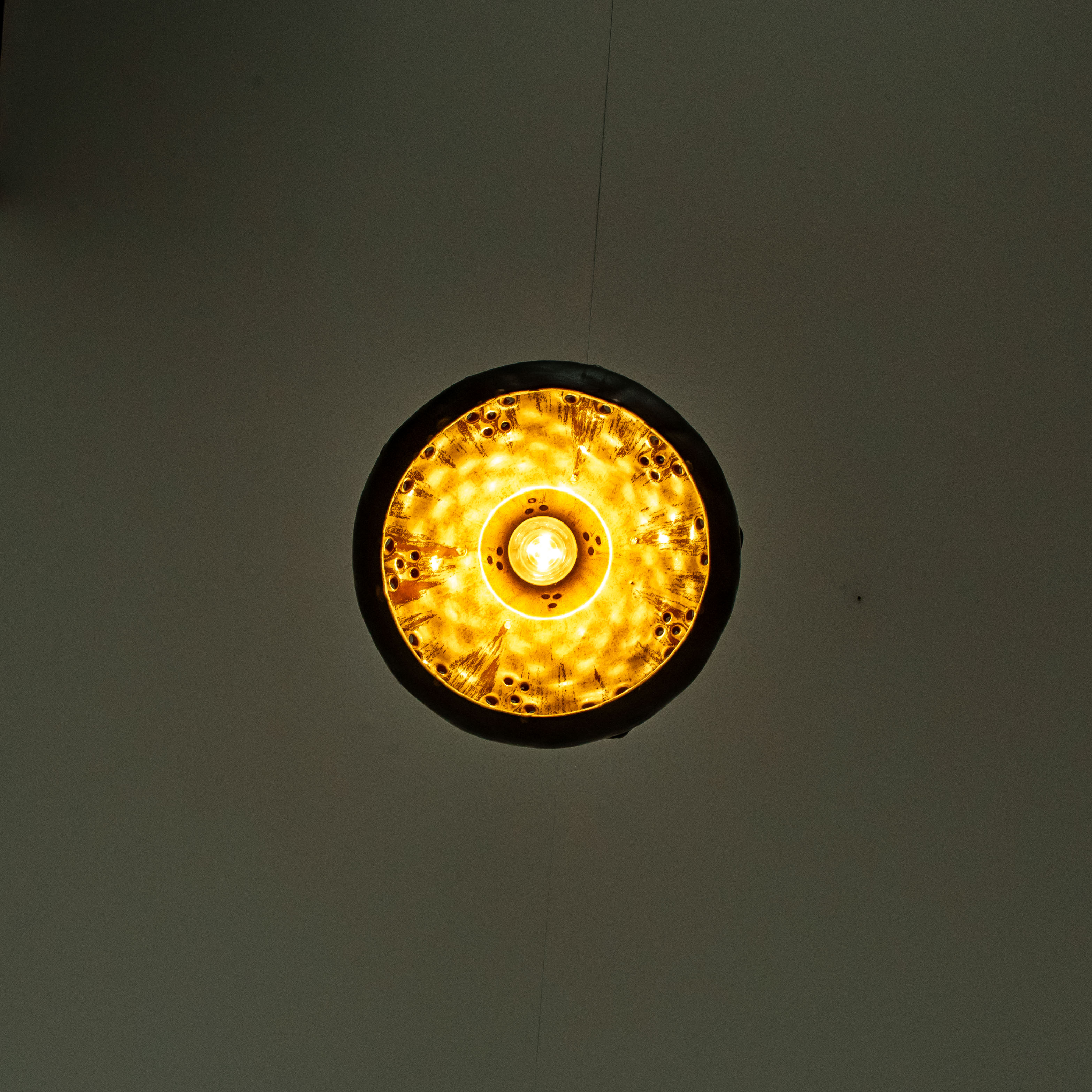 Ceramic Brown Tapered Cone Pendant, Denmark 1960