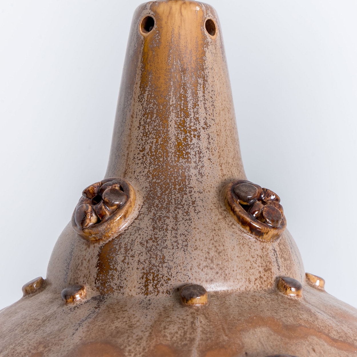 Ceramic Brown Tapered Cone Pendant, Denmark 1960