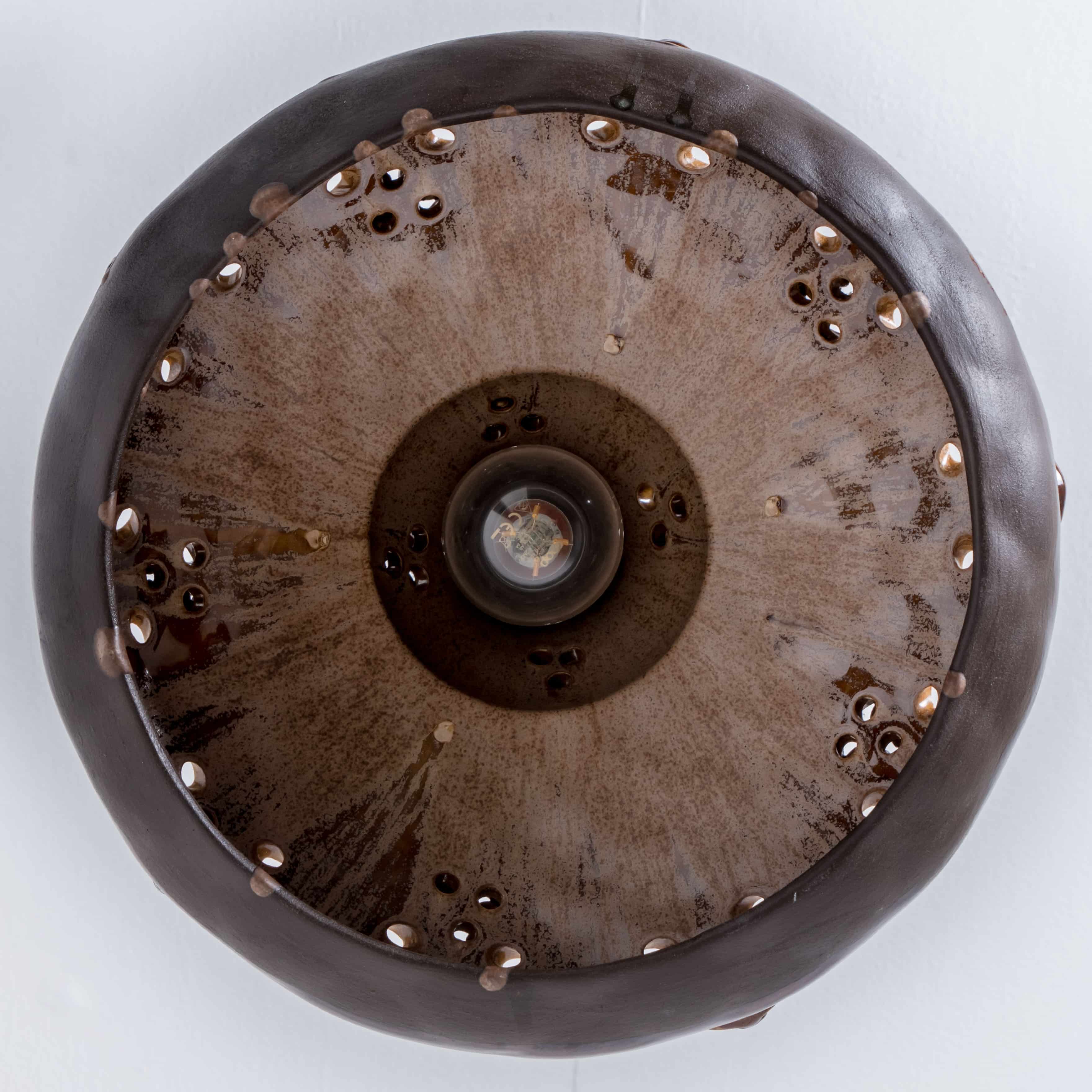 Ceramic Brown Tapered Cone Pendant, Denmark 1960