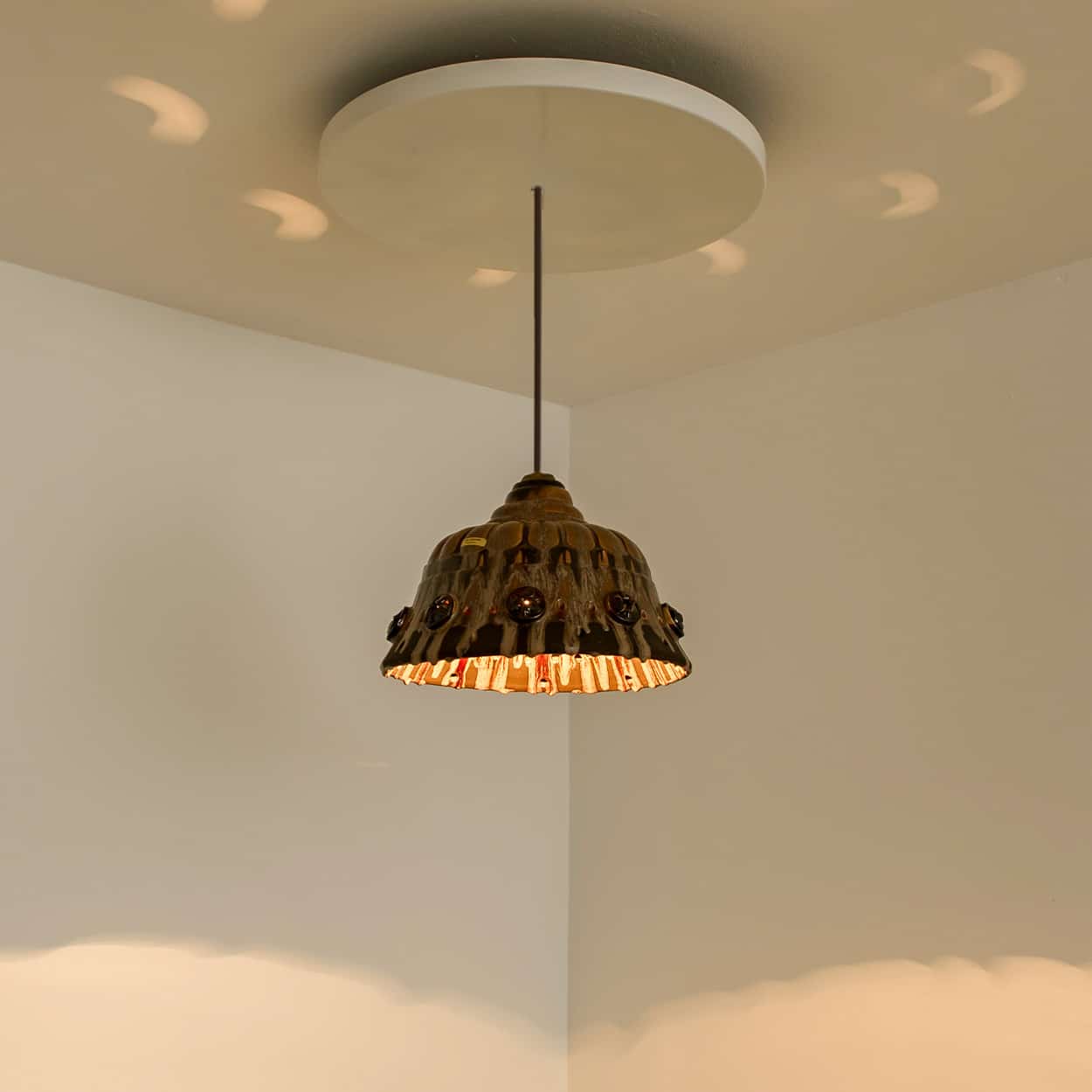 Ceramic Brown Beige Pendant in style of Axella, Denmark 1960