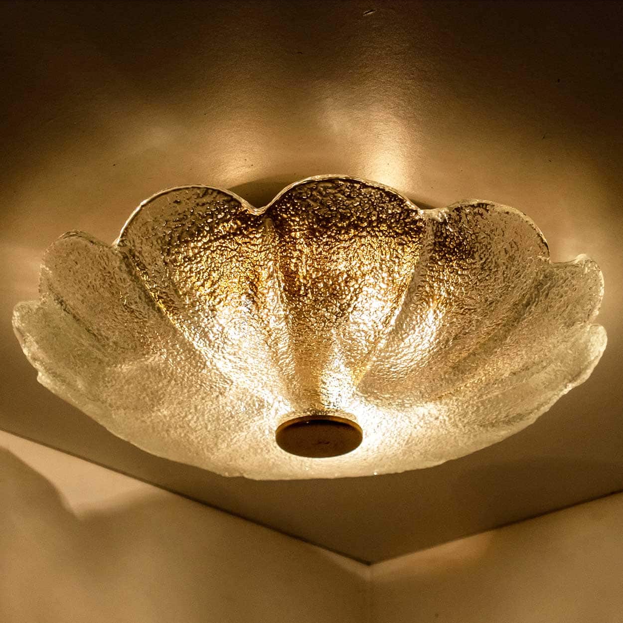Massive Textured Flush Mount Wall Sconce from Kaiser, 1960