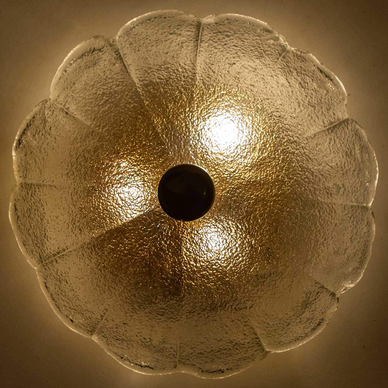 Massive Textured Flush Mount Wall Sconce from Kaiser, 1960