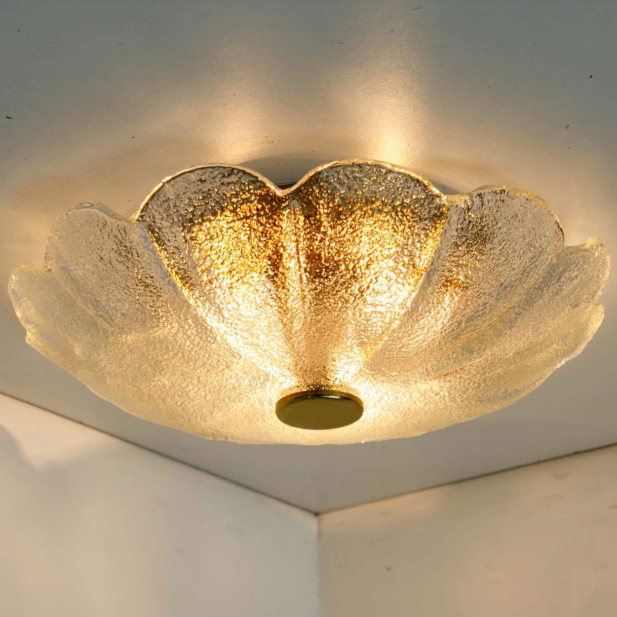 Massive Textured Flush Mount Wall Sconce from Kaiser, 1960