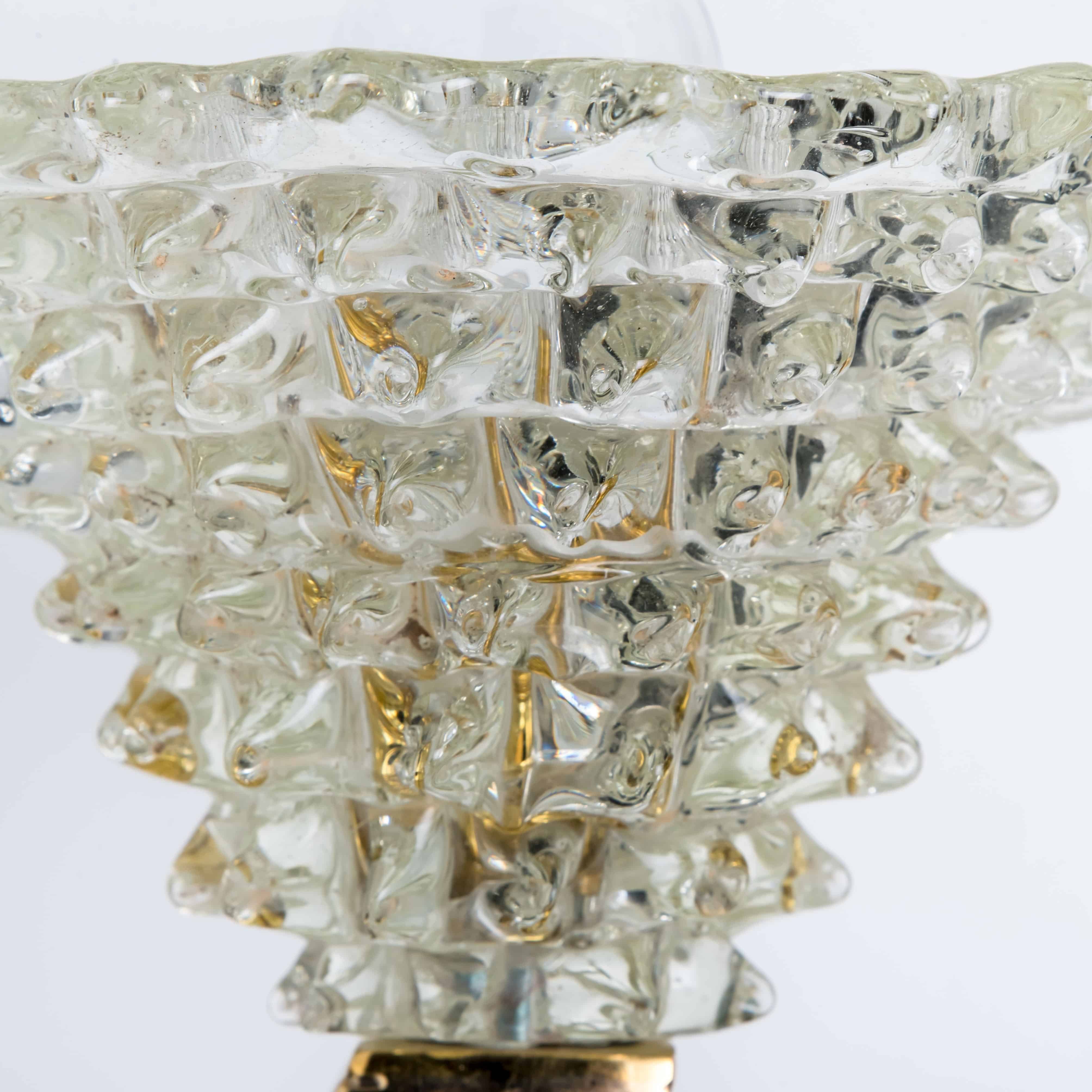 1 of the 4 Murano Glass and Brass Triangle Wall Lights, 1970s