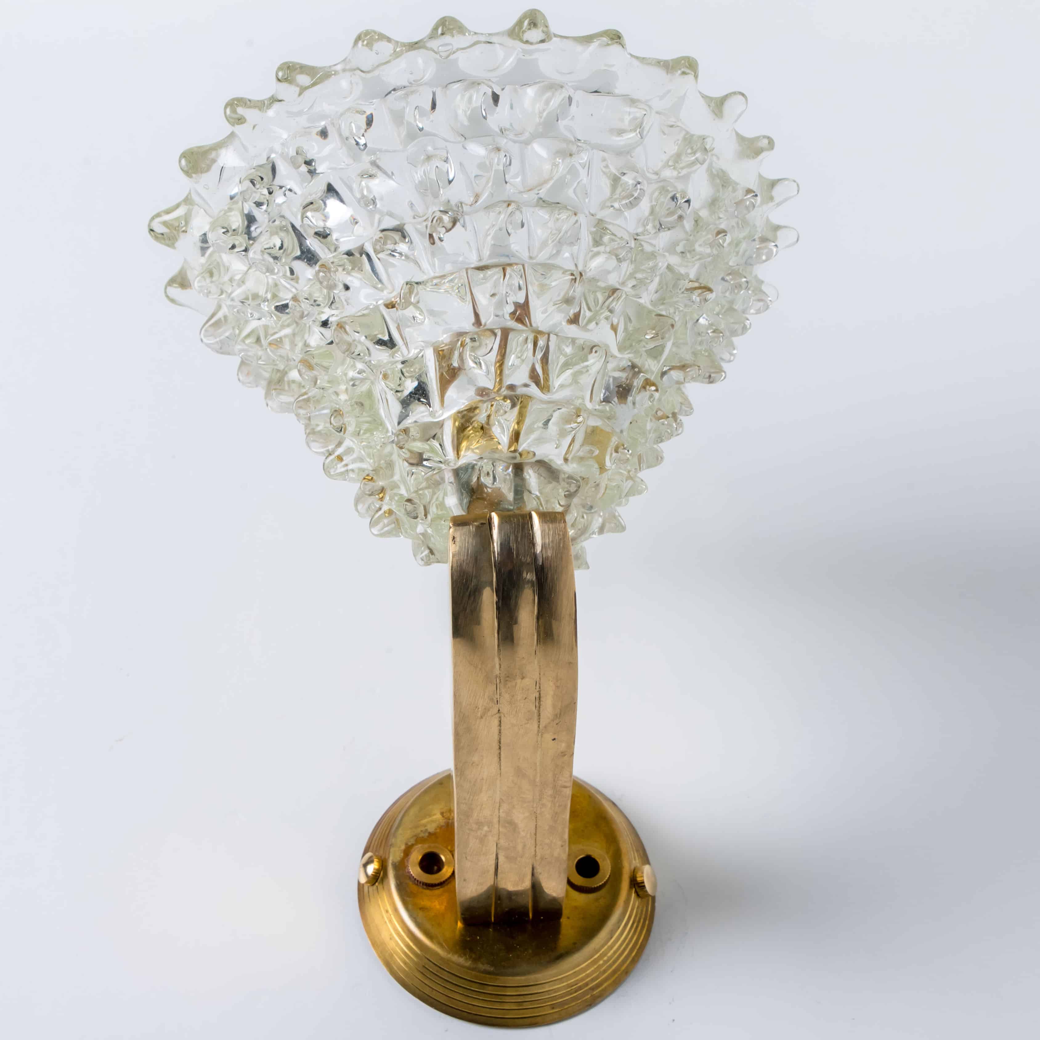 1 of the 4 Murano Glass and Brass Triangle Wall Lights, 1970s