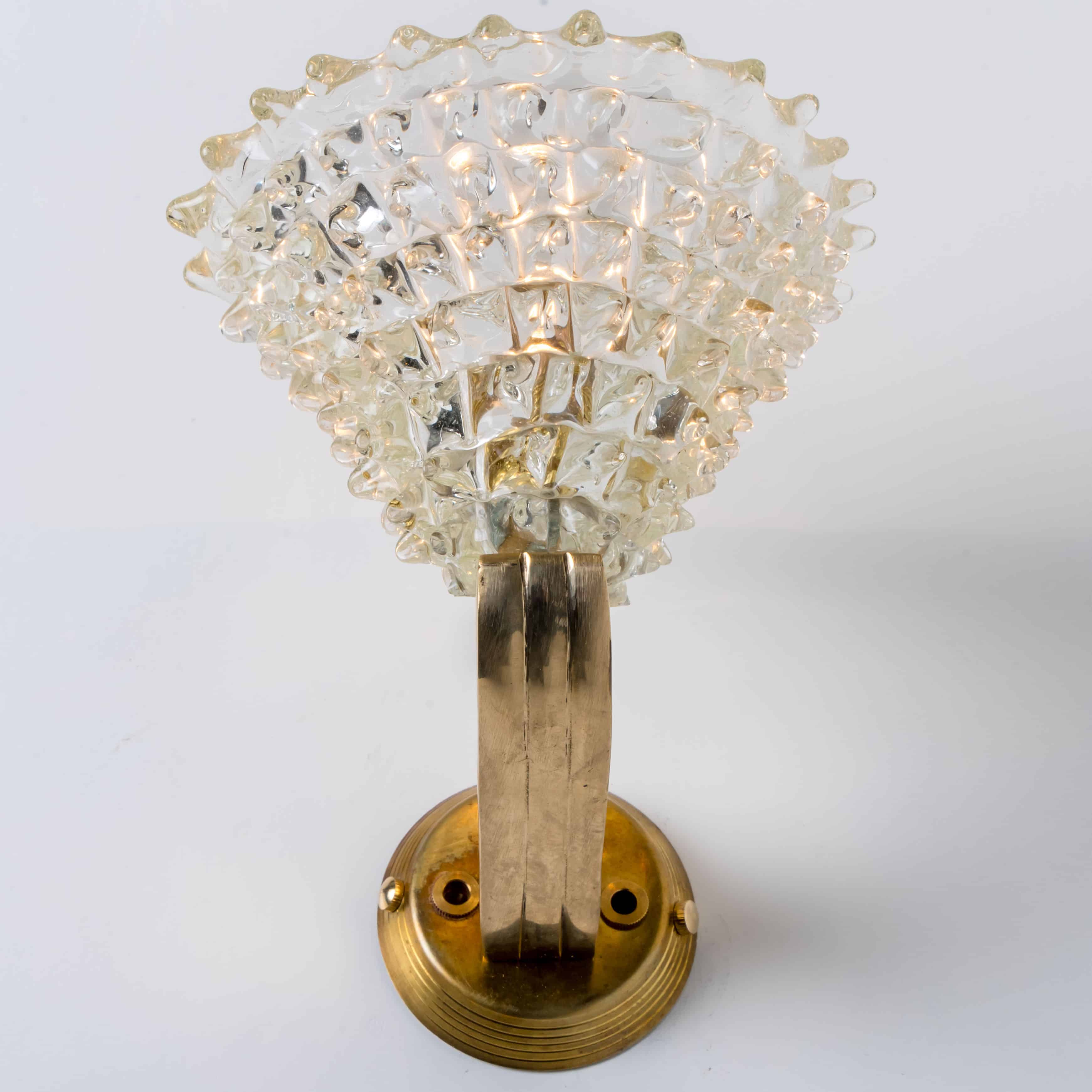 1 of the 4 Murano Glass and Brass Triangle Wall Lights, 1970s