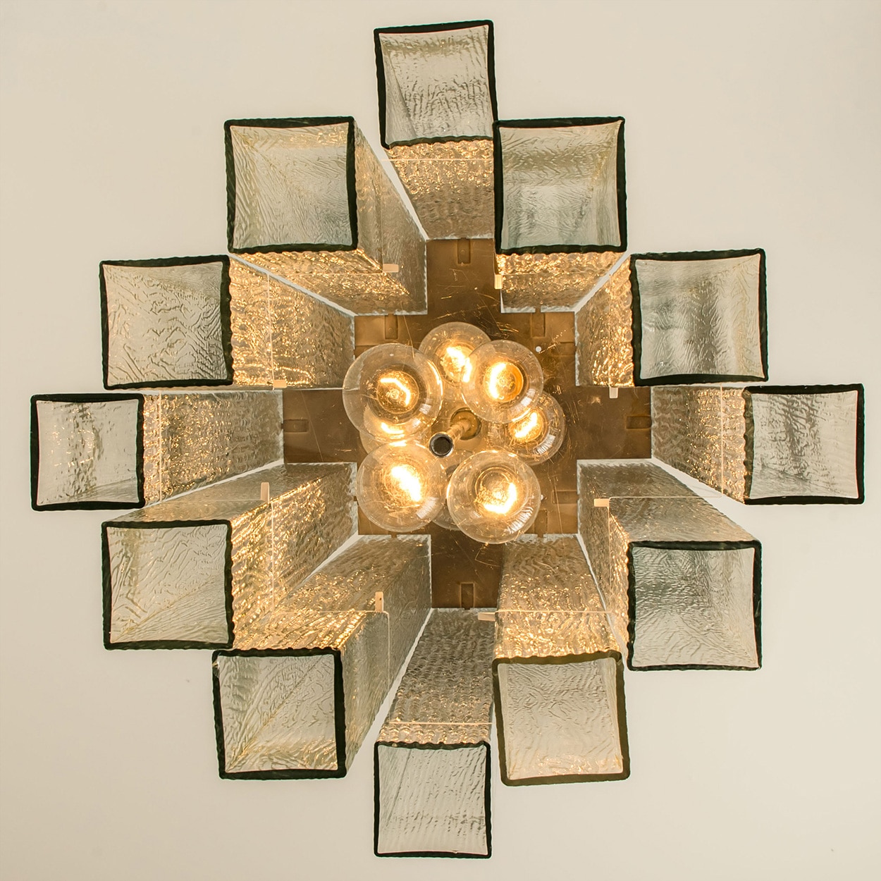 1 of the 5 Doria Ribbled Glass and Chrome Pendant, Germany 1960s