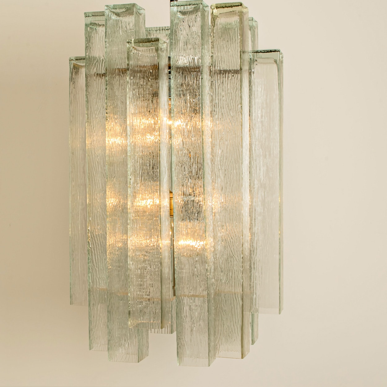 1 of the 5 Doria Ribbled Glass and Chrome Pendant, Germany 1960s