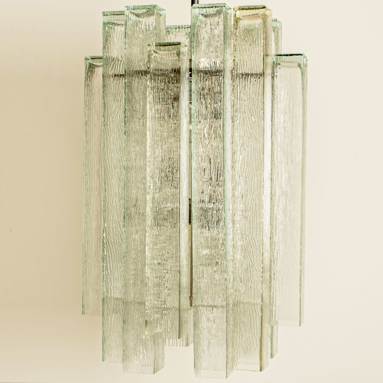 1 of the 5 Doria Ribbled Glass and Chrome Pendant, Germany 1960s