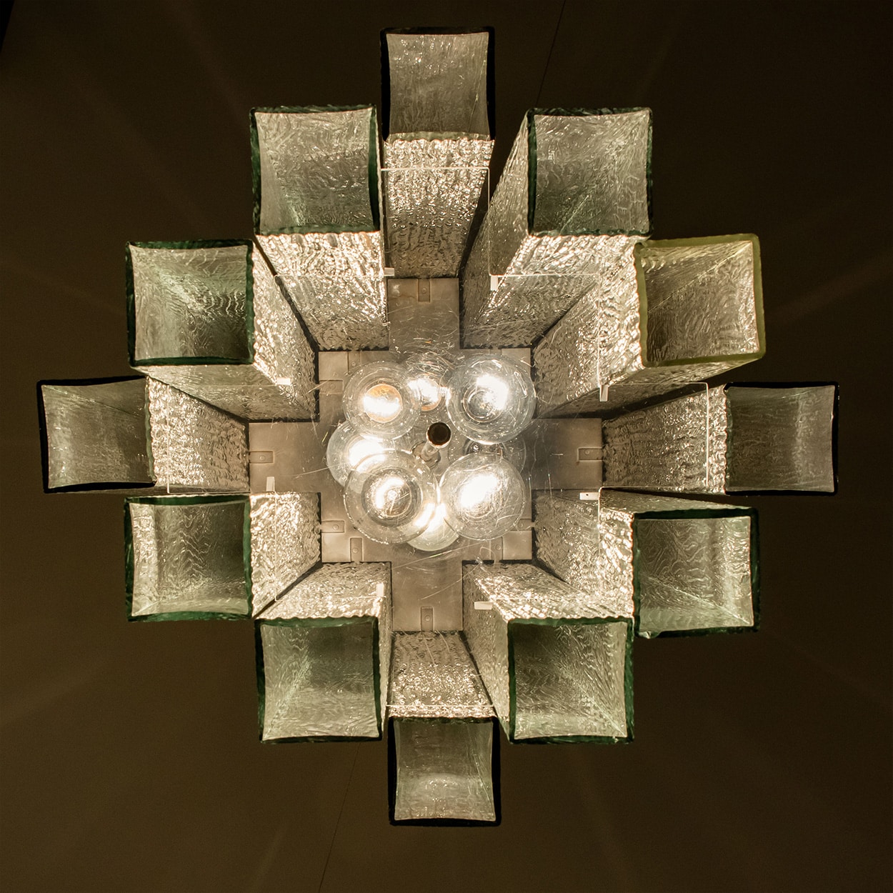 1 of the 5 Doria Ribbled Glass and Chrome Pendant, Germany 1960s