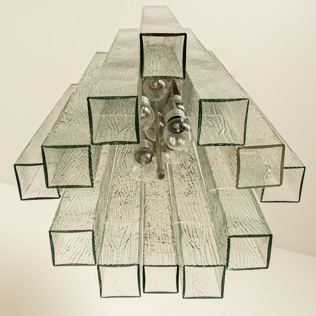 1 of the 5 Doria Ribbled Glass and Chrome Pendant, Germany 1960s