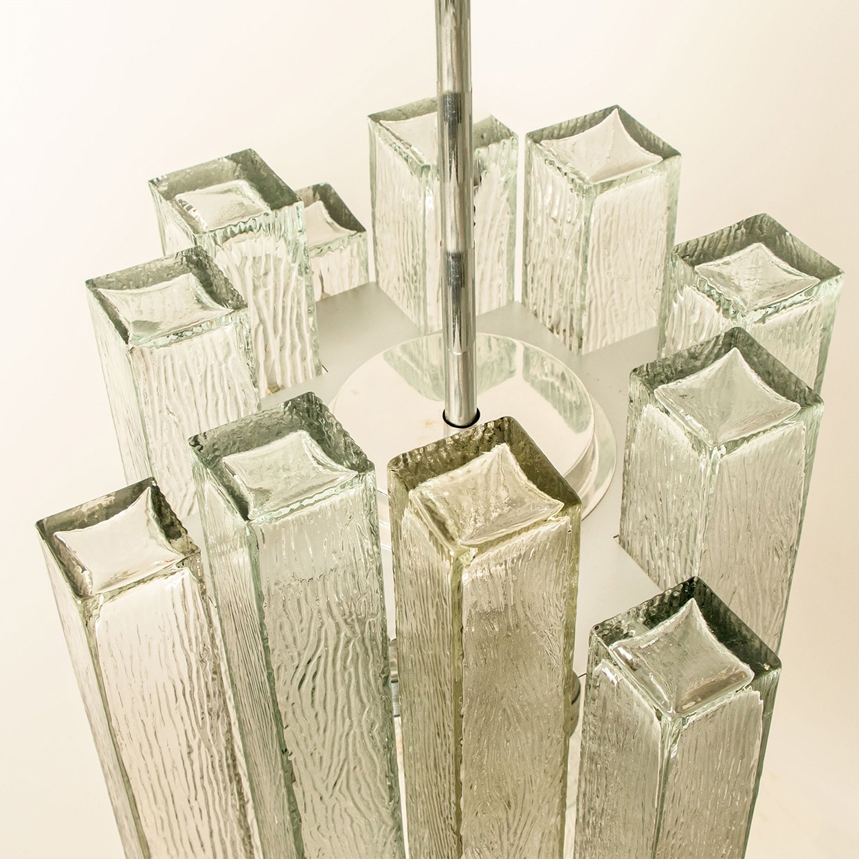 1 of the 5 Doria Ribbled Glass and Chrome Pendant, Germany 1960s