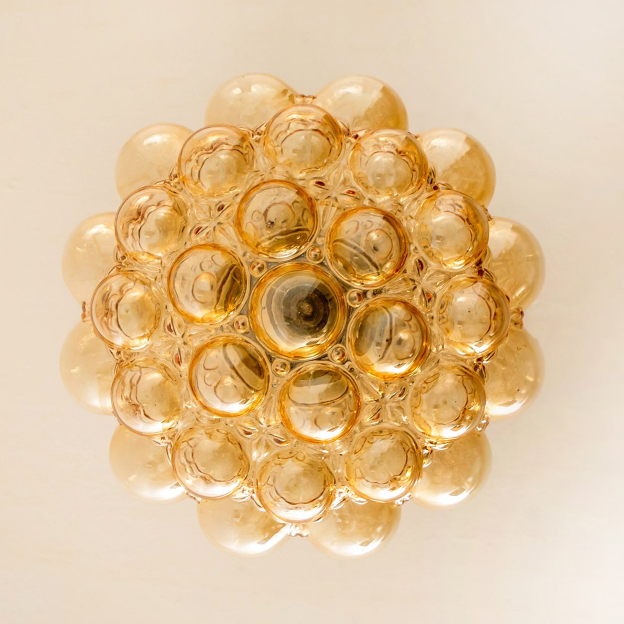 1 of the 2 Bubbled Glass and Brass Pendants by Helena Tynell, Germany 1970