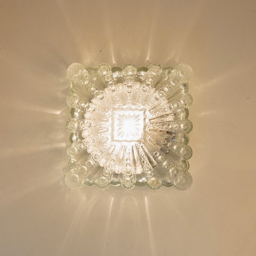 Several Clear Textured Glass Flush Mounts, Germany 1960