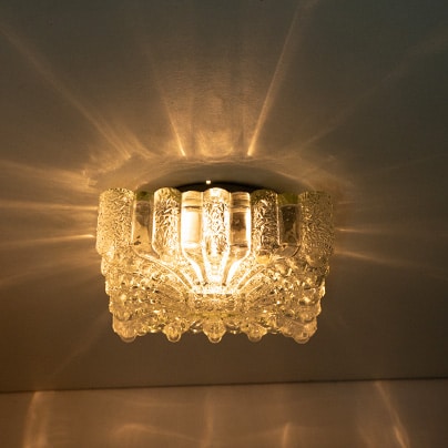 Several Clear Textured Glass Flush Mounts, Germany 1960