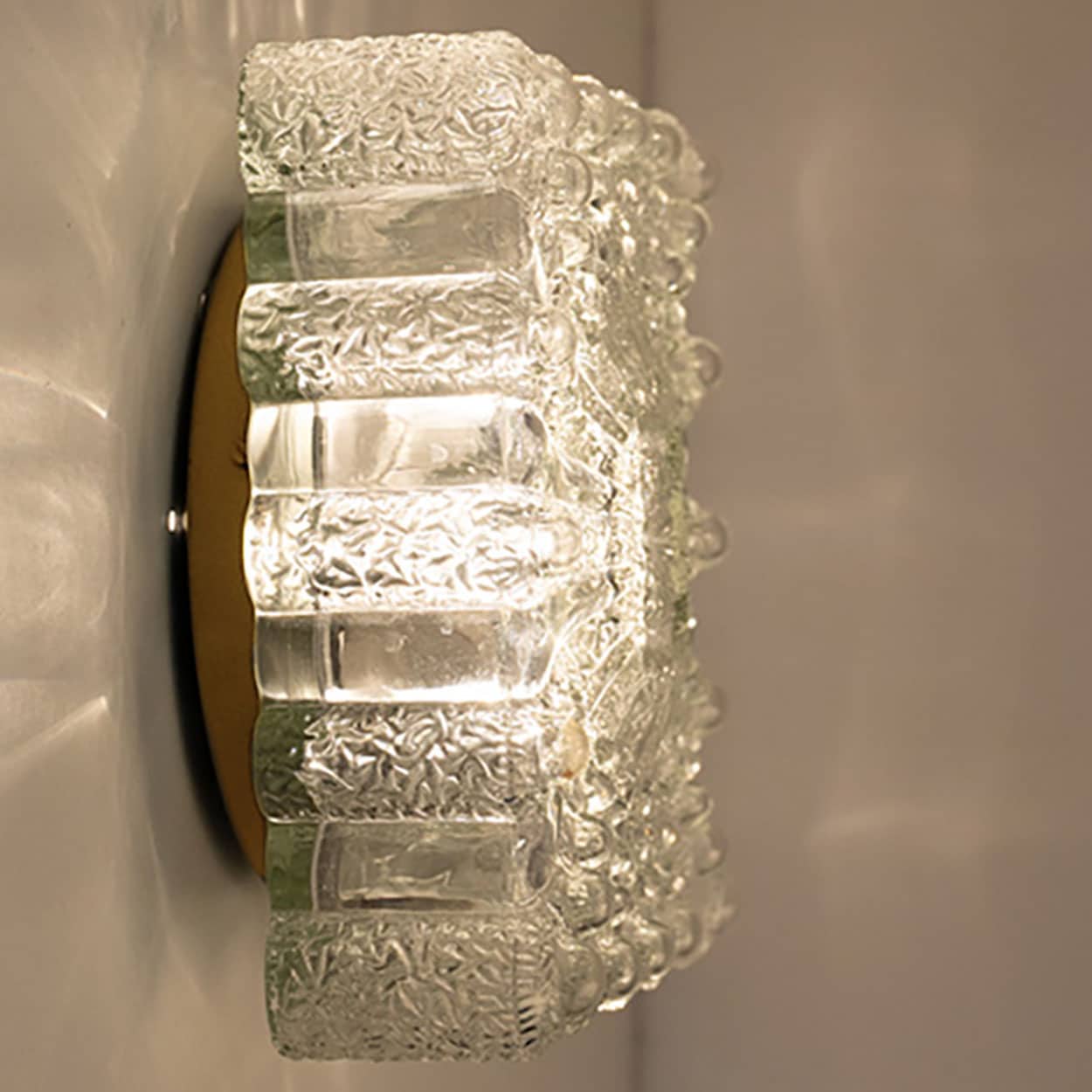 Several Clear Textured Glass Flush Mounts, Germany 1960