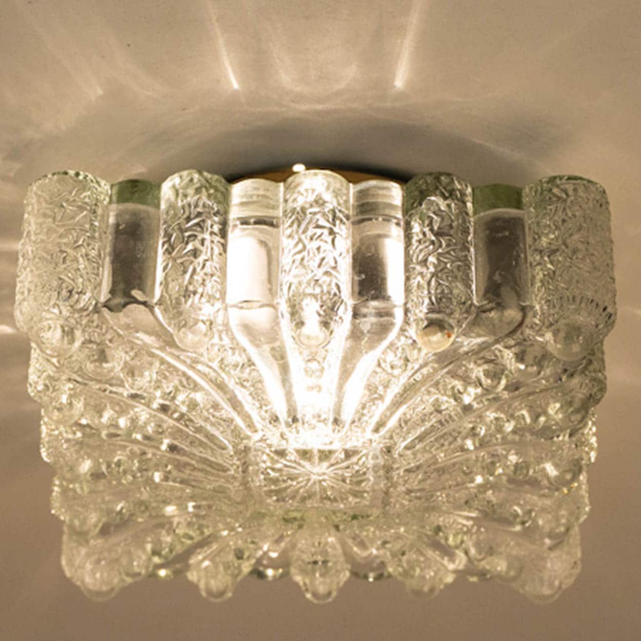 1 of the 6  Square Glass Flush Mounts in the Style of Helena Tynell, 1970