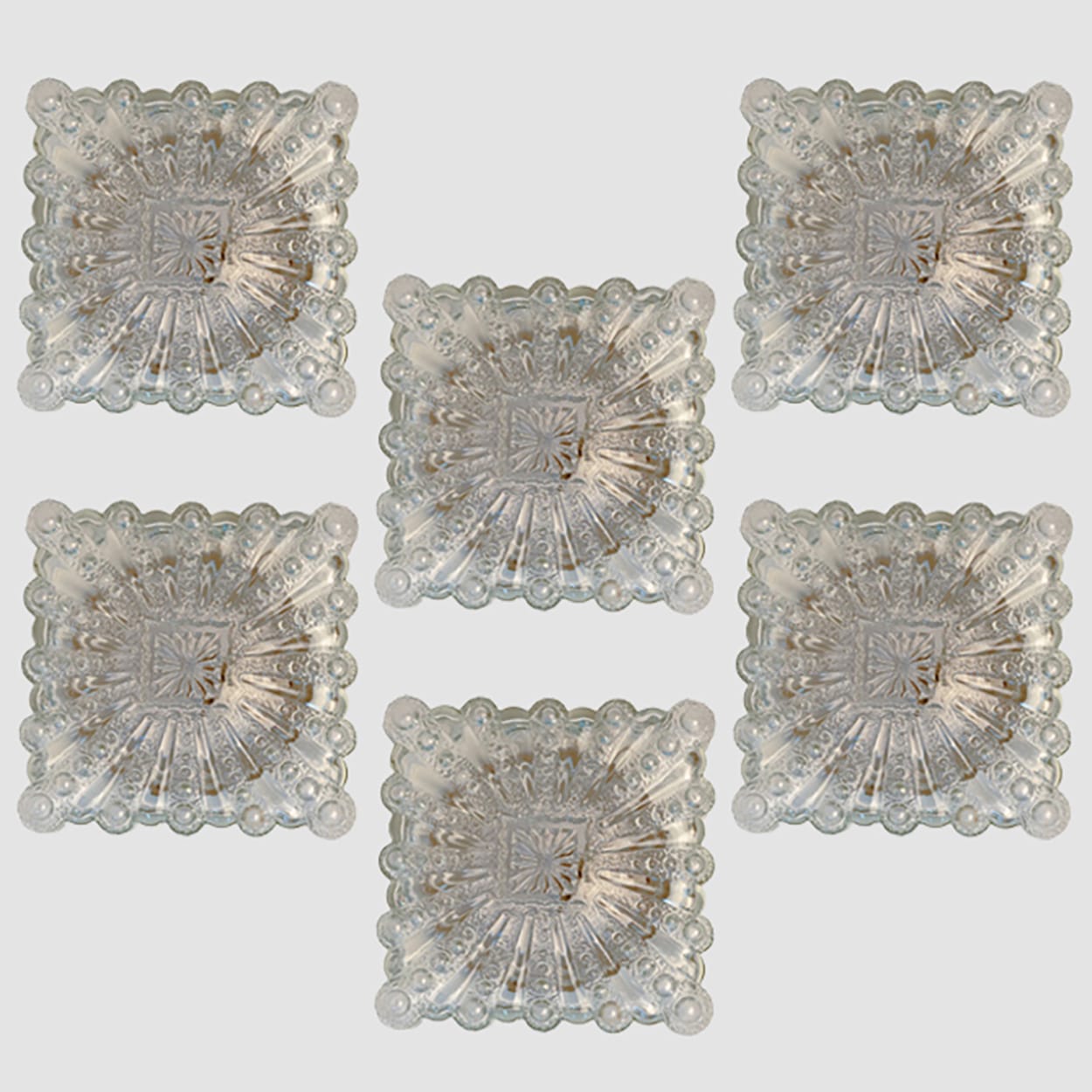 1 of the 6  Square Glass Flush Mounts in the Style of Helena Tynell, 1970