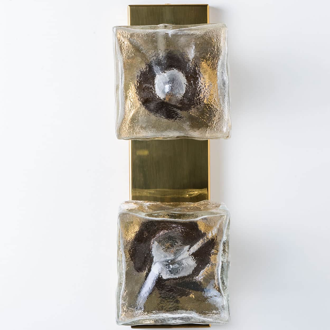Several Square Ice Glass Wall Lights, Kalmar 1960s