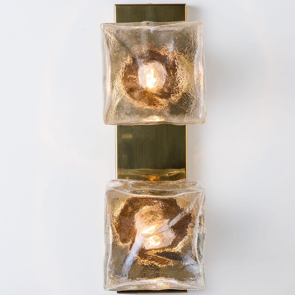 Several Square Ice Glass Wall Lights, Kalmar 1960s