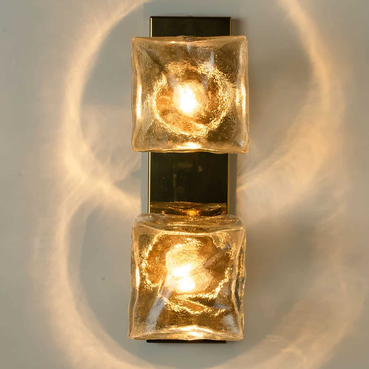 Several Square Ice Glass Wall Lights, Kalmar 1960s