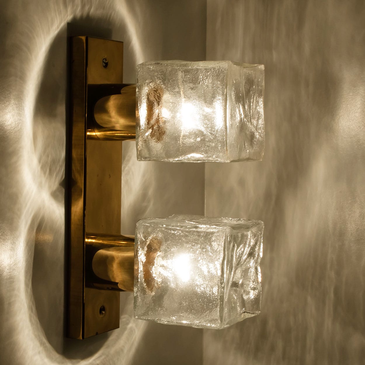 Several Square Ice Glass Wall Lights, Kalmar 1960s