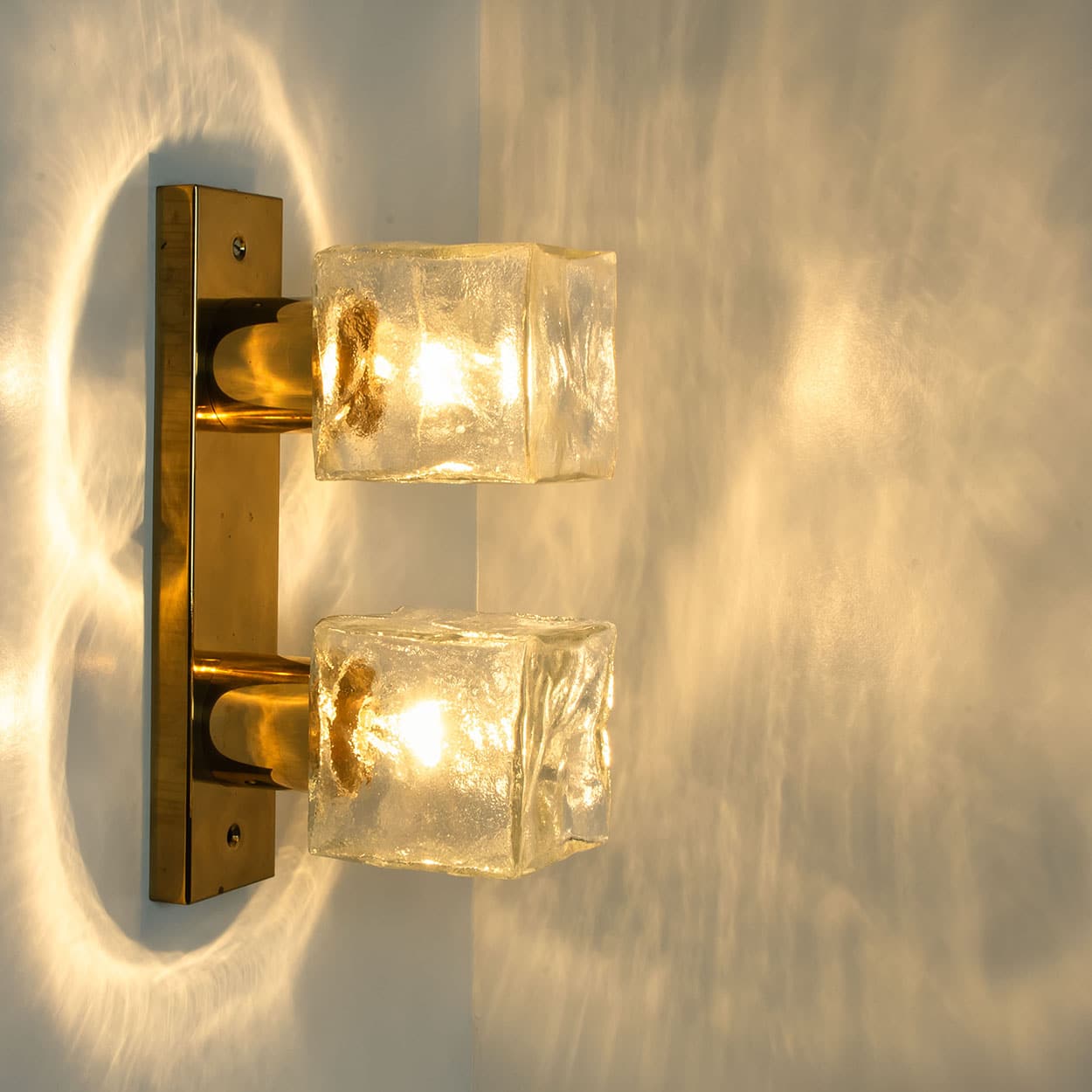 Several Square Ice Glass Wall Lights, Kalmar 1960s