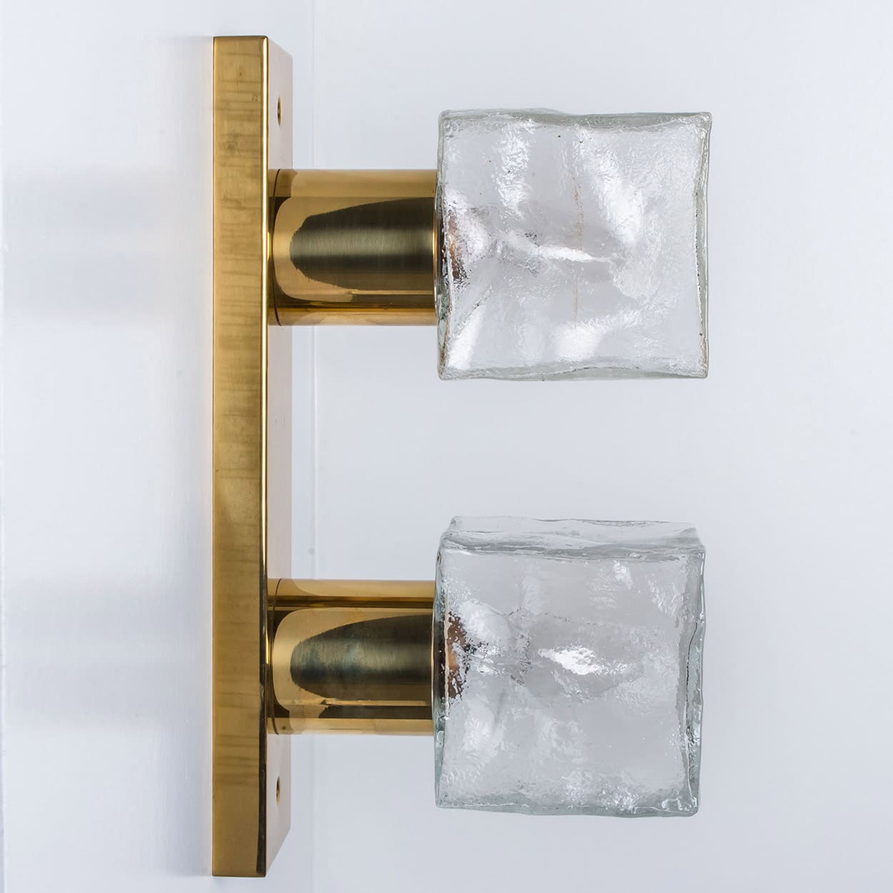 Several Square Ice Glass Wall Lights, Kalmar 1960s
