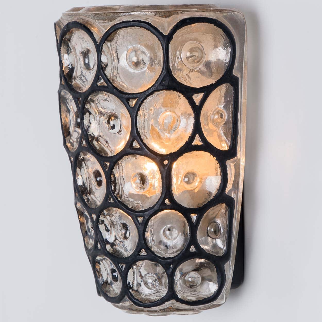 Pair of Iron and Bubble Glass Sconces Wall Lamps by Limburg, 1960
