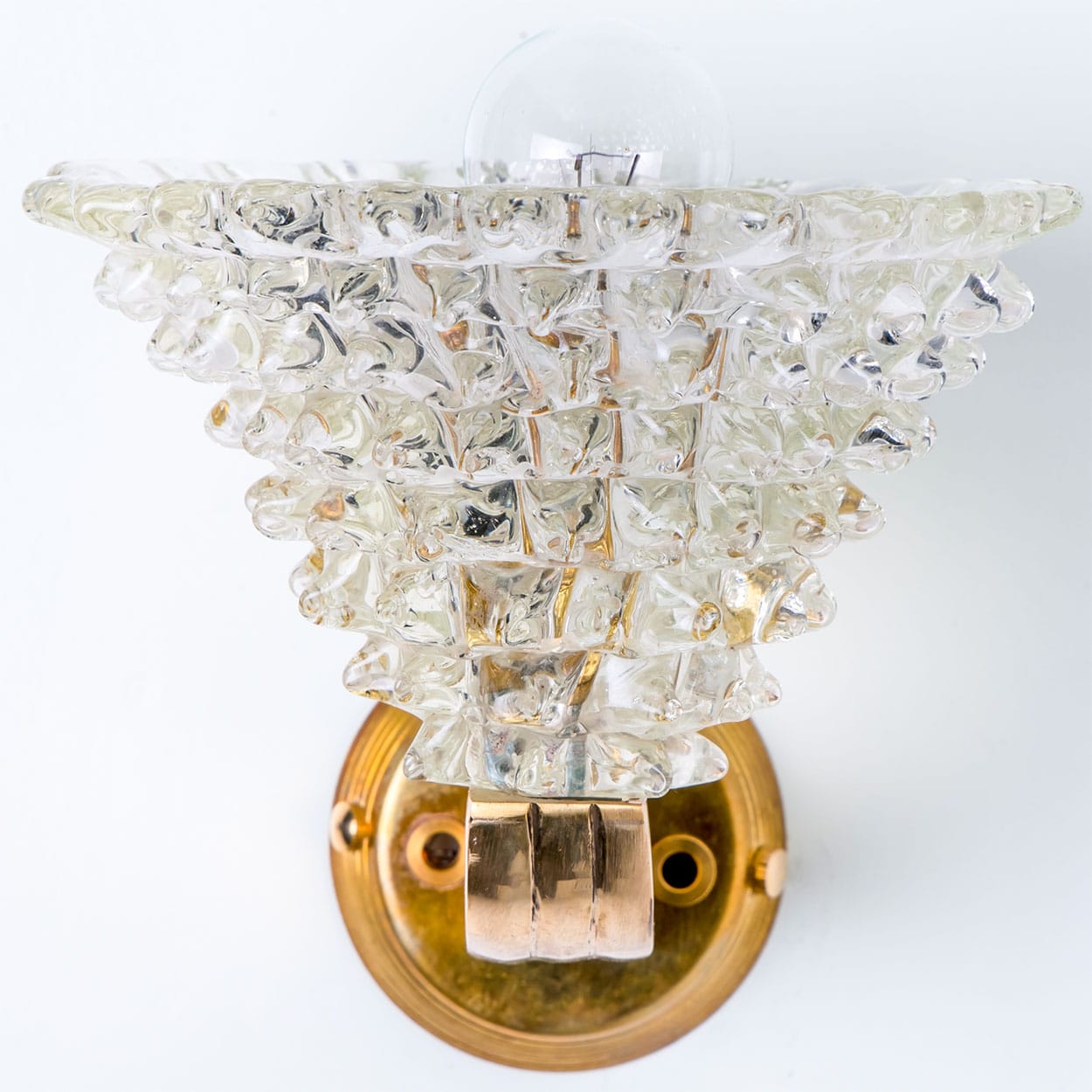 1 of the 4 Murano Glass and Brass Triangle Wall Lights, 1970s