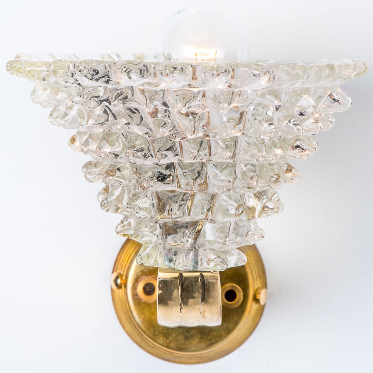 1 of the 4 Murano Glass and Brass Triangle Wall Lights, 1970s