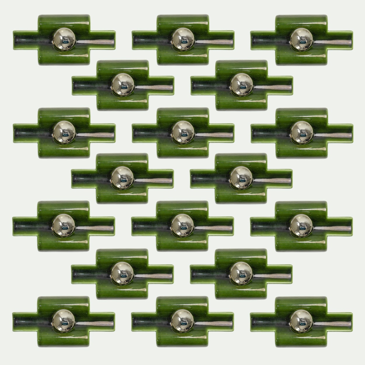 Several Rectangular Green Ceramic Wall Lights Ceramic by Pan, Denmark 1970
