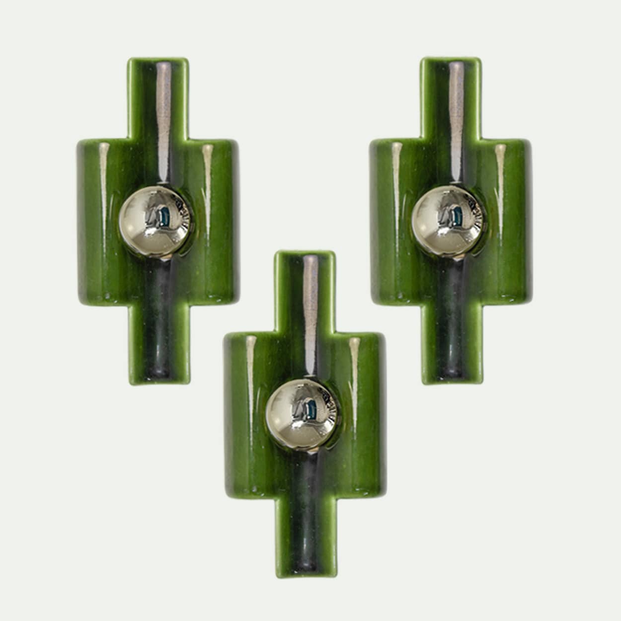 Several Rectangular Green Ceramic Wall Lights Ceramic by Pan, Denmark 1970