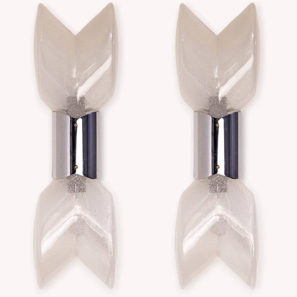 1 of the 2 Pairs Large Murano Glass Wall Lights by Nason for Mazzega, Italy 1970