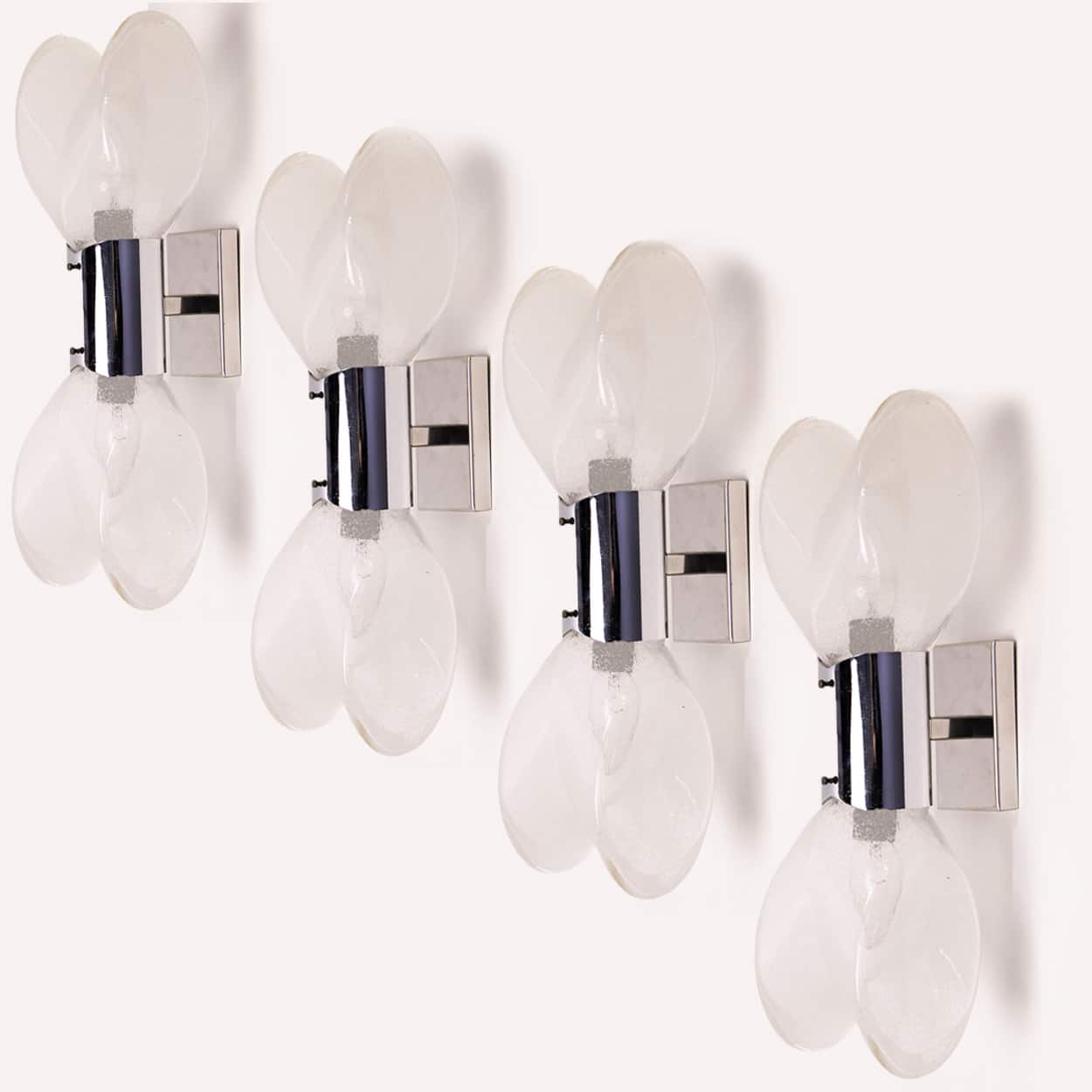 1 of the 4 Large Murano Glass Wall Lights by Nason for Mazzega, Italy 1970