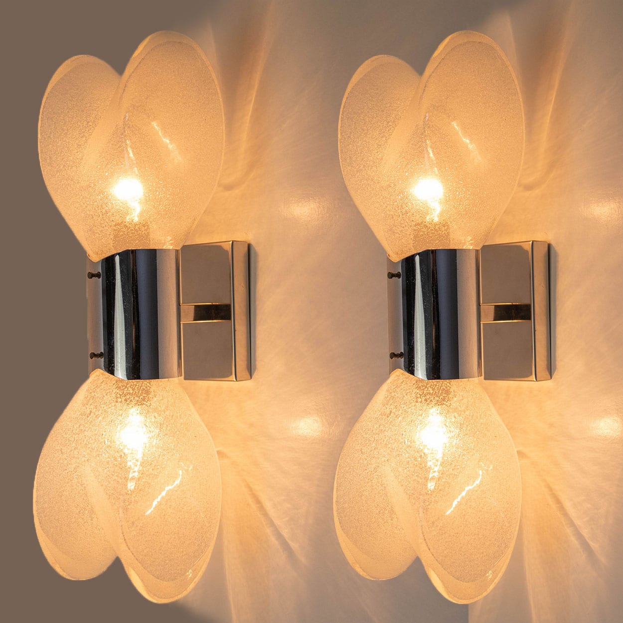 1 of the 4 Large Murano Glass Wall Lights by Nason for Mazzega, Italy 1970