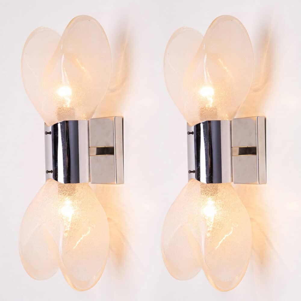 1 of the 4 Large Murano Glass Wall Lights by Nason for Mazzega, Italy 1970